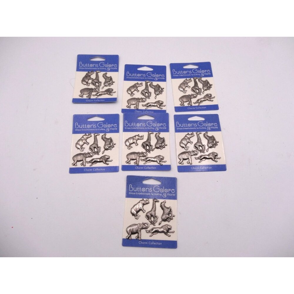 Buttons Galore & more Charm Collection Safari Wild Animal theme Charms 7 New Pks